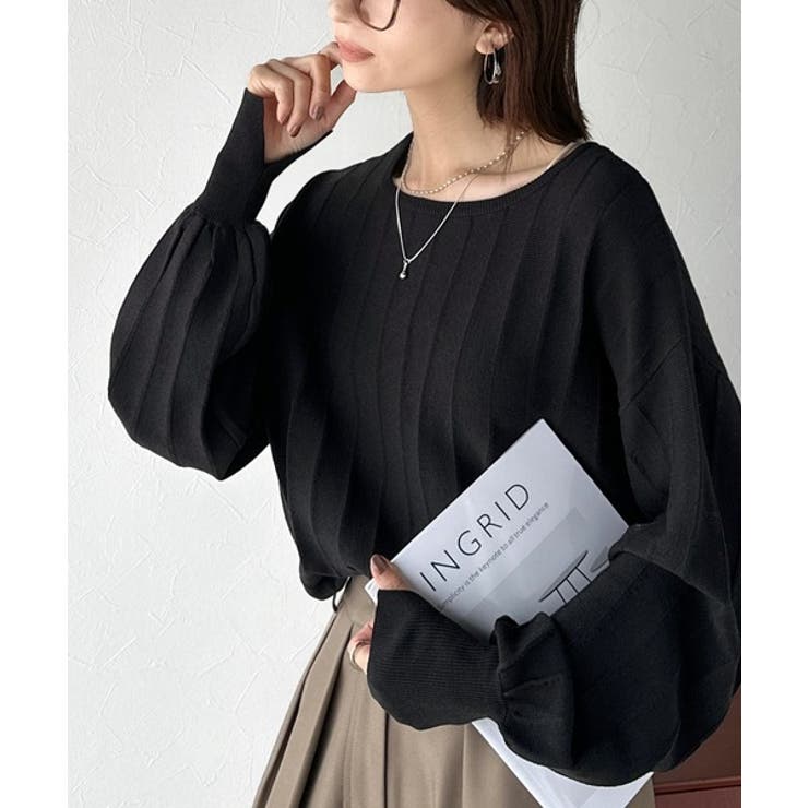 大人のカジュアルを極める。タック編み袖口スリットパフニット | Classical Elf  | 詳細画像11 