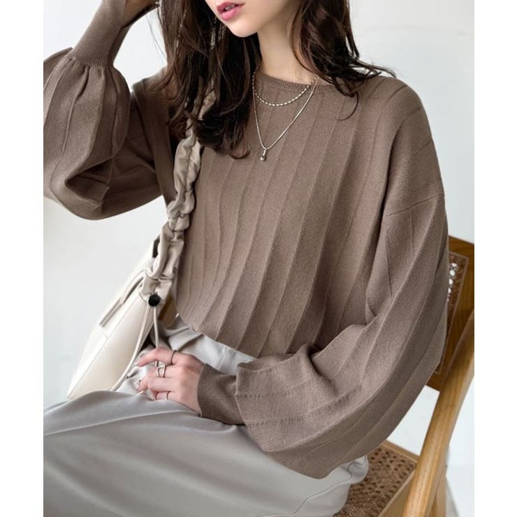 大人のカジュアルを極める。タック編み袖口スリットパフニット | Classical Elf  | 詳細画像14 