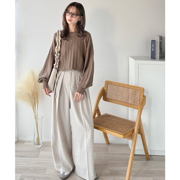 大人のカジュアルを極める。タック編み袖口スリットパフニット | Classical Elf  | 詳細画像17 