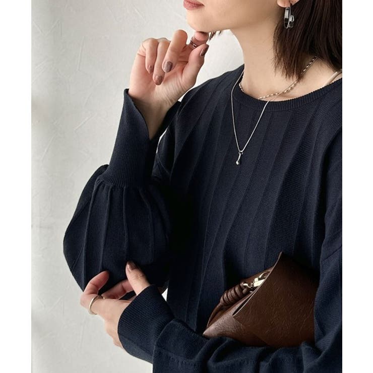 大人のカジュアルを極める。タック編み袖口スリットパフニット | Classical Elf  | 詳細画像18 