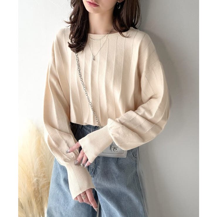 大人のカジュアルを極める。タック編み袖口スリットパフニット | Classical Elf  | 詳細画像1 