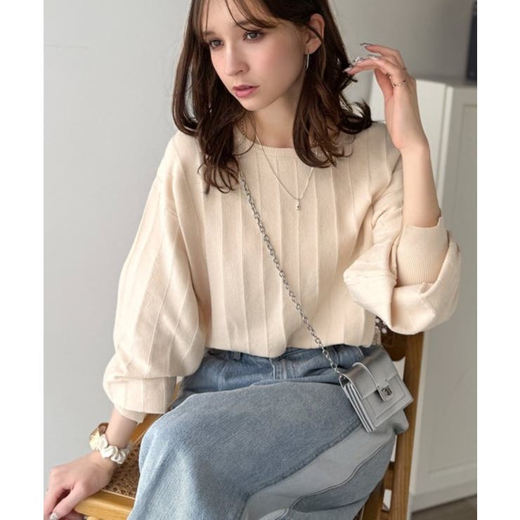 大人のカジュアルを極める。タック編み袖口スリットパフニット | Classical Elf  | 詳細画像3 