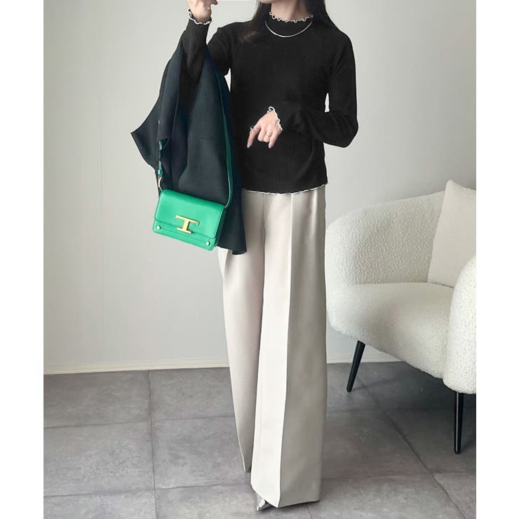 華奢見え叶える程よいフィット感。配色メロウリブニットトップス（長袖） | Classical Elf  | 詳細画像12 