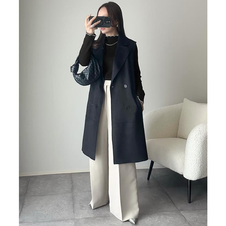 華奢見え叶える程よいフィット感。配色メロウリブニットトップス（長袖） | Classical Elf  | 詳細画像14 