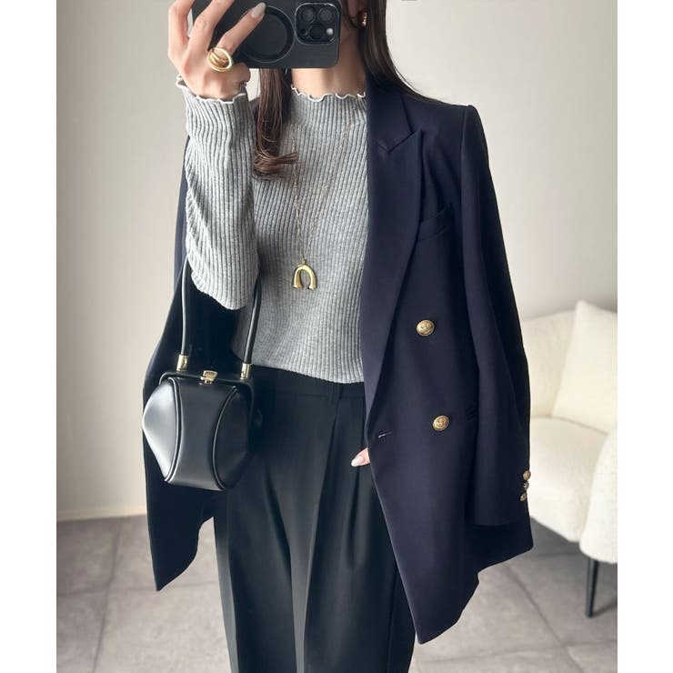 華奢見え叶える程よいフィット感。配色メロウリブニットトップス（長袖） | Classical Elf  | 詳細画像20 