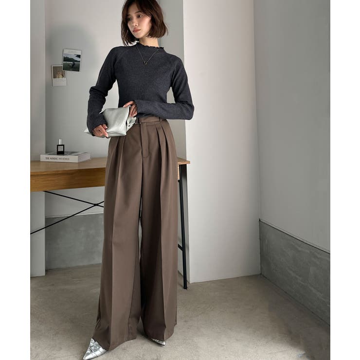 華奢見え叶える程よいフィット感。配色メロウリブニットトップス（長袖） | Classical Elf  | 詳細画像25 