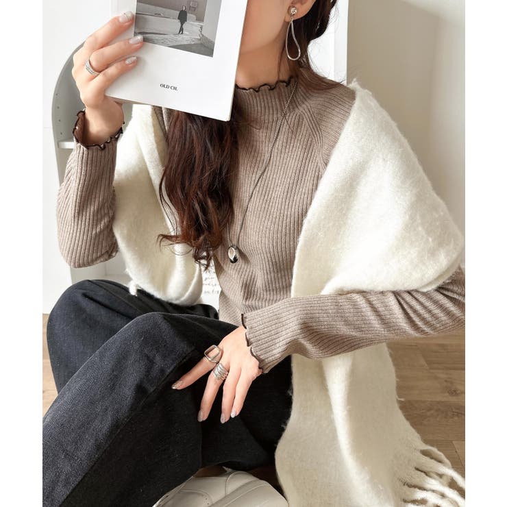 華奢見え叶える程よいフィット感。配色メロウリブニットトップス（長袖） | Classical Elf  | 詳細画像39 