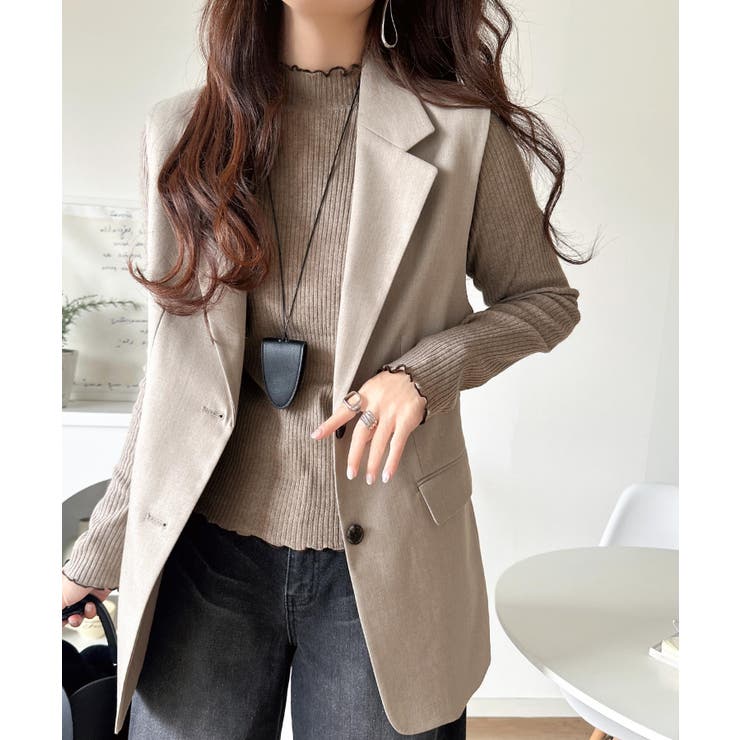 華奢見え叶える程よいフィット感。配色メロウリブニットトップス（長袖） | Classical Elf  | 詳細画像40 