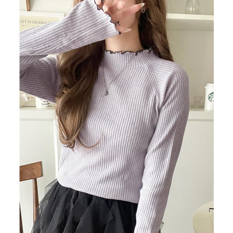 華奢見え叶える程よいフィット感。配色メロウリブニットトップス（長袖） | Classical Elf  | 詳細画像51 