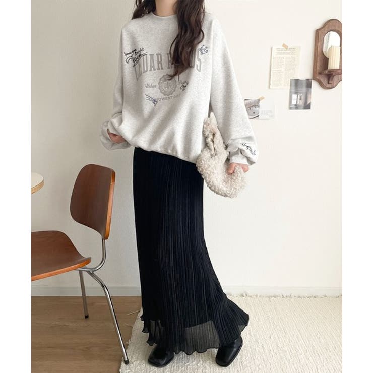 今っぽカジュアルの本命スウェット♪エンブレム風らくがき刺繍入りフロッキープリント… | Classical Elf  | 詳細画像19 