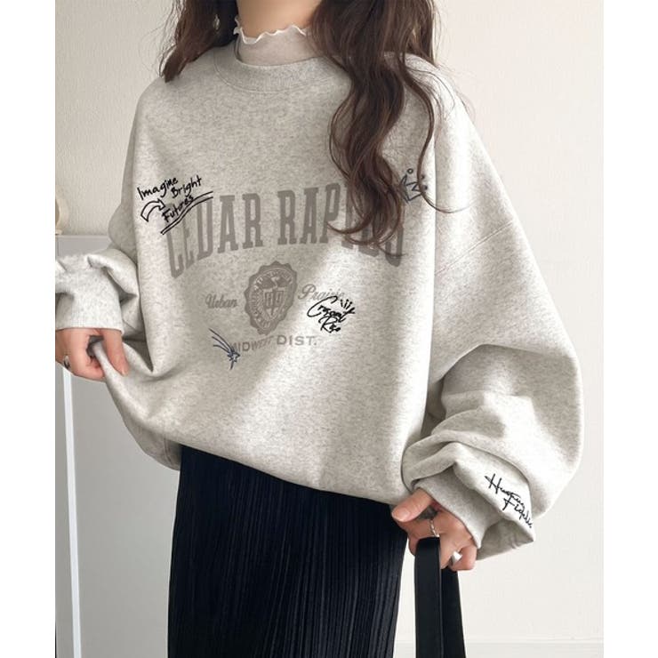 今っぽカジュアルの本命スウェット♪エンブレム風らくがき刺繍入りフロッキープリント… | Classical Elf  | 詳細画像20 