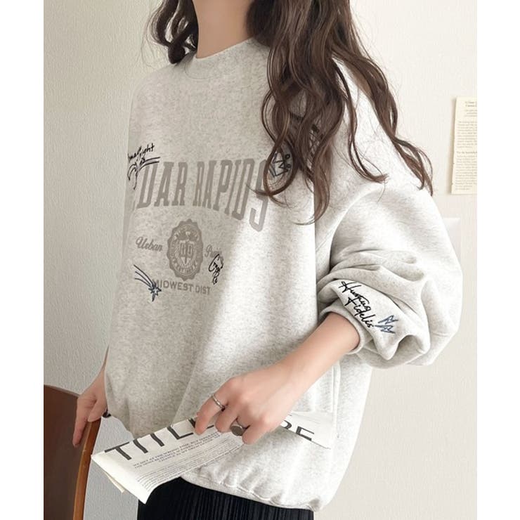 今っぽカジュアルの本命スウェット♪エンブレム風らくがき刺繍入りフロッキープリント… | Classical Elf  | 詳細画像24 