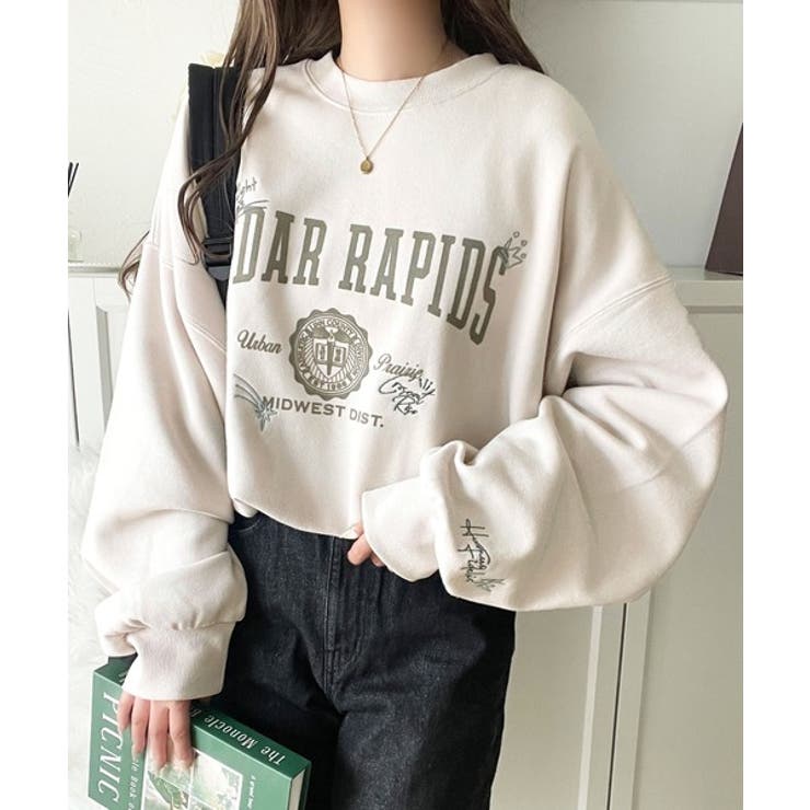 今っぽカジュアルの本命スウェット♪エンブレム風らくがき刺繍入りフロッキープリント… | Classical Elf  | 詳細画像26 