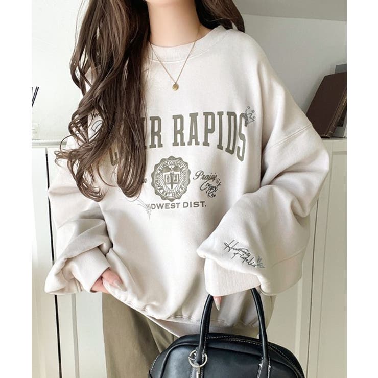 今っぽカジュアルの本命スウェット♪エンブレム風らくがき刺繍入りフロッキープリント… | Classical Elf  | 詳細画像28 