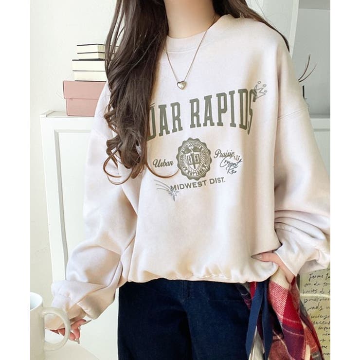 今っぽカジュアルの本命スウェット♪エンブレム風らくがき刺繍入りフロッキープリント… | Classical Elf  | 詳細画像32 