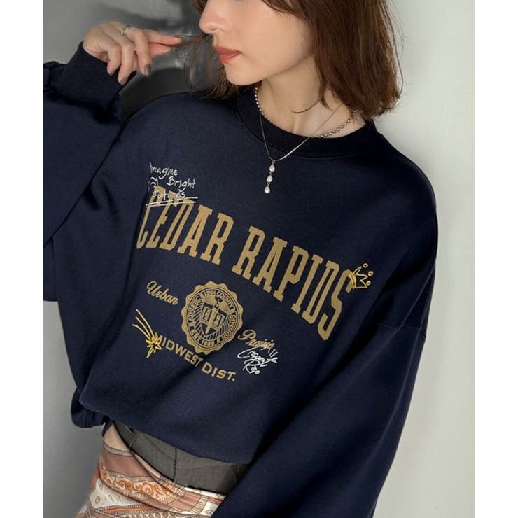 今っぽカジュアルの本命スウェット♪エンブレム風らくがき刺繍入りフロッキープリント… | Classical Elf  | 詳細画像36 