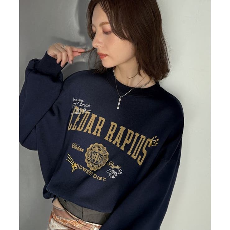 今っぽカジュアルの本命スウェット♪エンブレム風らくがき刺繍入りフロッキープリント… | Classical Elf  | 詳細画像37 