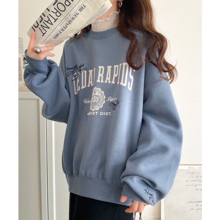 今っぽカジュアルの本命スウェット♪エンブレム風らくがき刺繍入りフロッキープリント… | Classical Elf  | 詳細画像42 