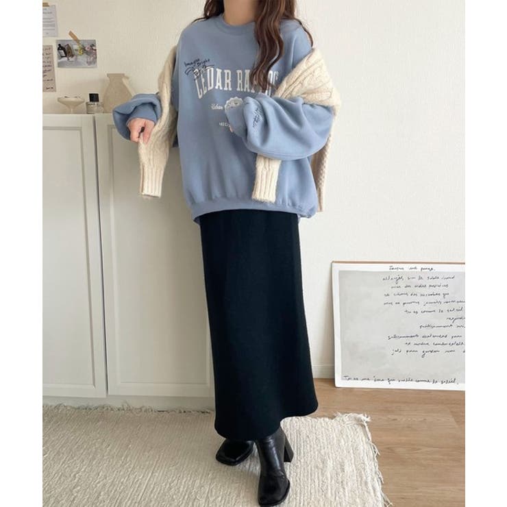 今っぽカジュアルの本命スウェット♪エンブレム風らくがき刺繍入りフロッキープリント… | Classical Elf  | 詳細画像43 