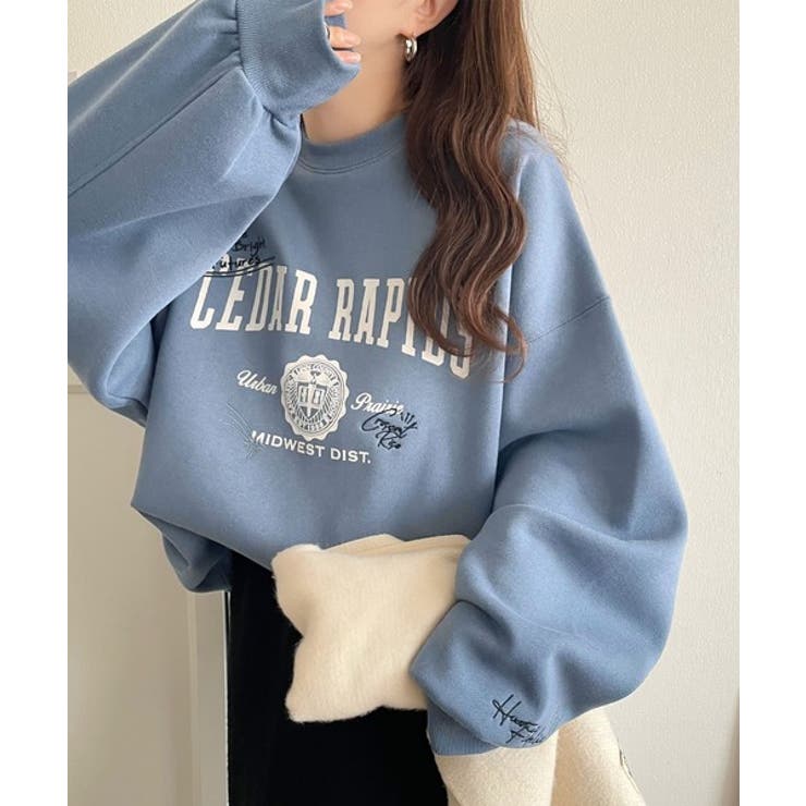 今っぽカジュアルの本命スウェット♪エンブレム風らくがき刺繍入りフロッキープリント… | Classical Elf  | 詳細画像44 