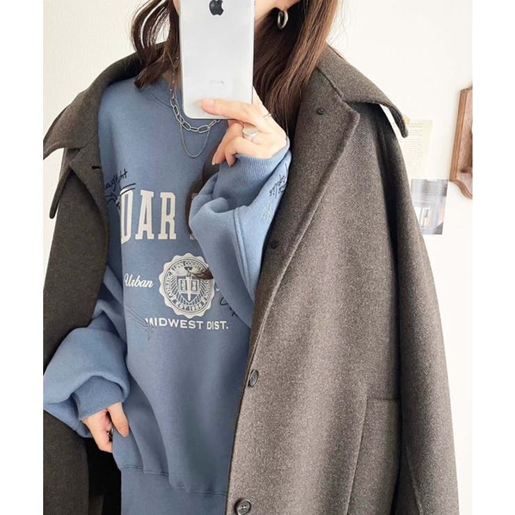 今っぽカジュアルの本命スウェット♪エンブレム風らくがき刺繍入りフロッキープリント… | Classical Elf  | 詳細画像48 