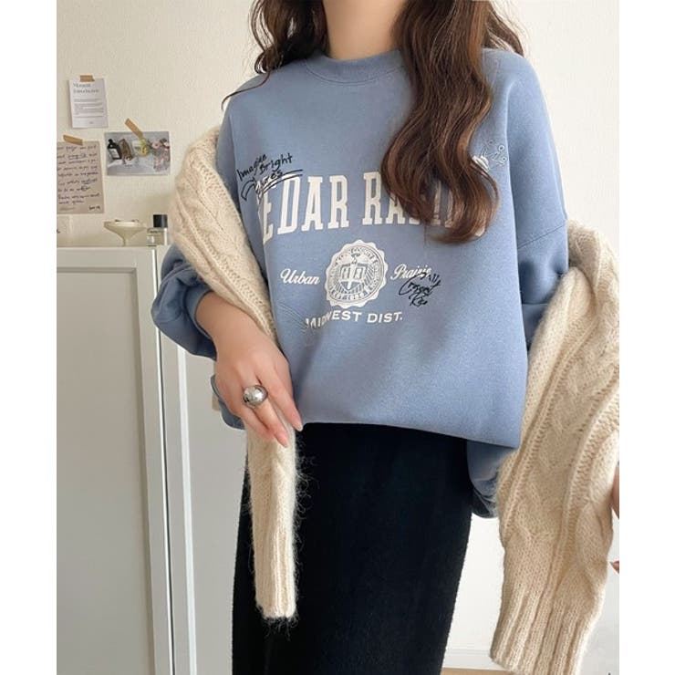 今っぽカジュアルの本命スウェット♪エンブレム風らくがき刺繍入りフロッキープリント… | Classical Elf  | 詳細画像50 