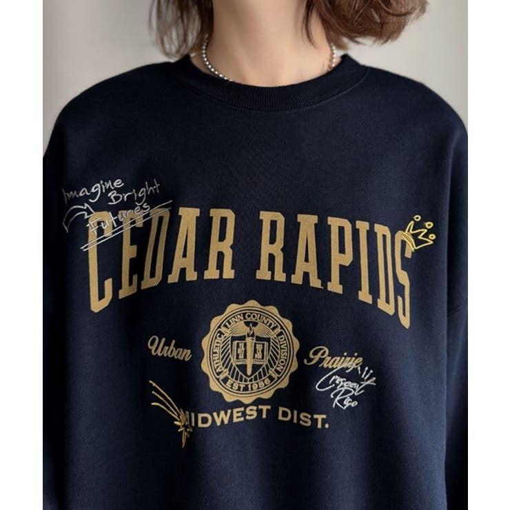 今っぽカジュアルの本命スウェット♪エンブレム風らくがき刺繍入りフロッキープリント… | Classical Elf  | 詳細画像51 