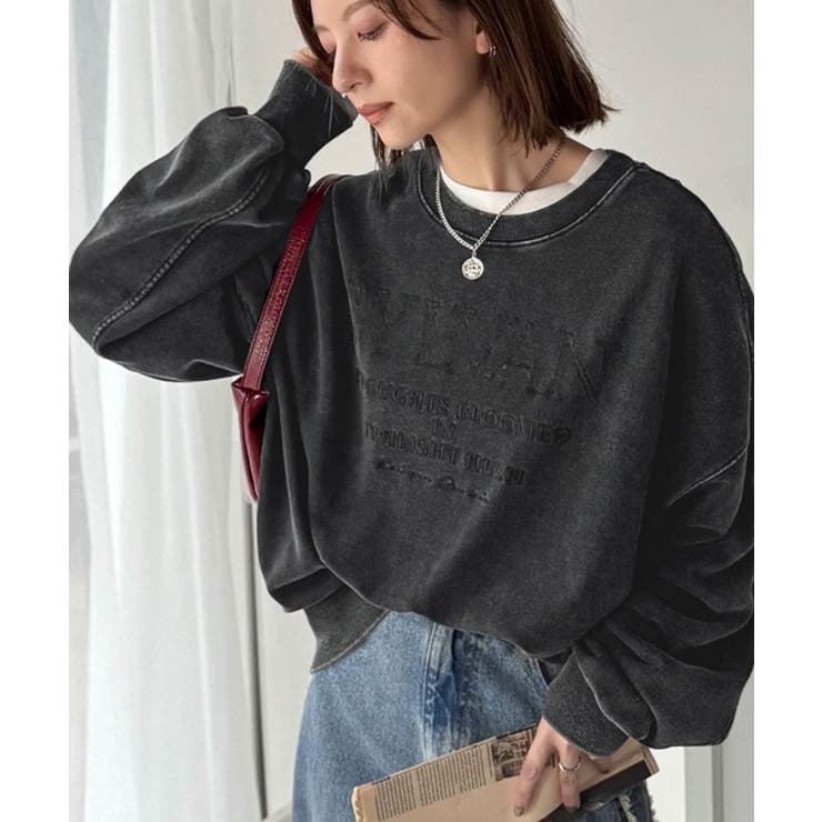 レトロデザインに釘付け！ピグメント加工刺繍ロゴ裏毛オーバーサイズプルオーバー（長… | Classical Elf  | 詳細画像9 