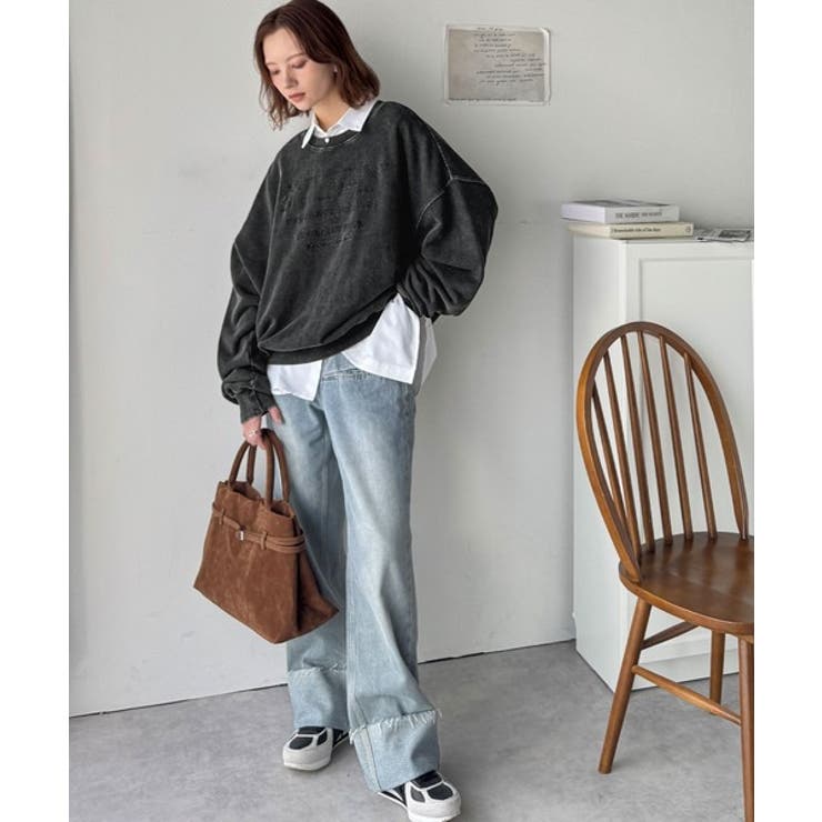 レトロデザインに釘付け！ピグメント加工刺繍ロゴ裏毛オーバーサイズプルオーバー（長… | Classical Elf  | 詳細画像10 