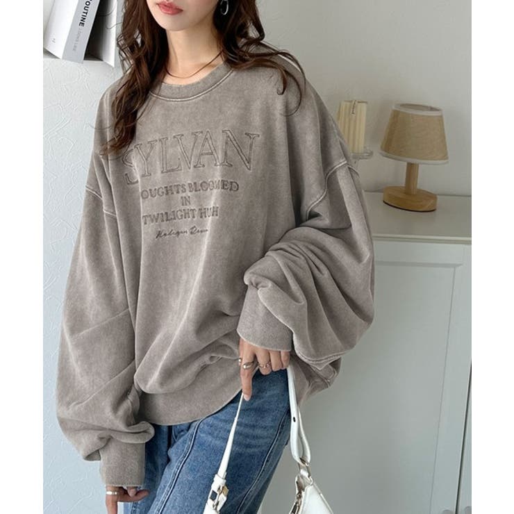 レトロデザインに釘付け！ピグメント加工刺繍ロゴ裏毛オーバーサイズプルオーバー（長… | Classical Elf  | 詳細画像13 