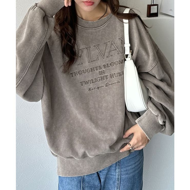 レトロデザインに釘付け！ピグメント加工刺繍ロゴ裏毛オーバーサイズプルオーバー（長… | Classical Elf  | 詳細画像16 