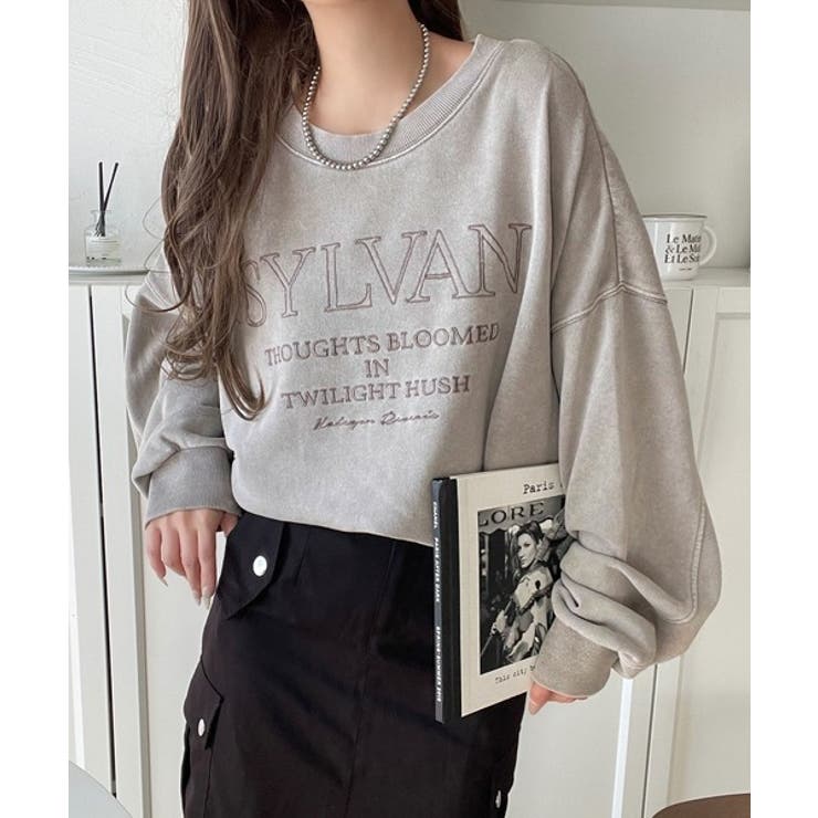 レトロデザインに釘付け！ピグメント加工刺繍ロゴ裏毛オーバーサイズプルオーバー（長… | Classical Elf  | 詳細画像22 