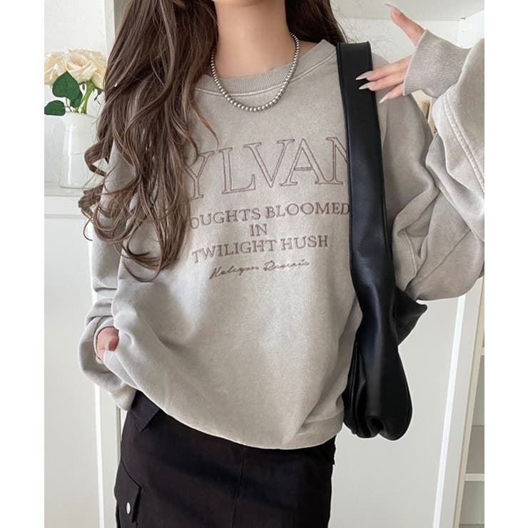 レトロデザインに釘付け！ピグメント加工刺繍ロゴ裏毛オーバーサイズプルオーバー（長… | Classical Elf  | 詳細画像23 