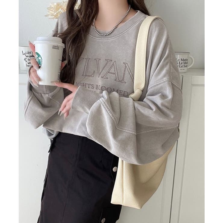 レトロデザインに釘付け！ピグメント加工刺繍ロゴ裏毛オーバーサイズプルオーバー（長… | Classical Elf  | 詳細画像24 