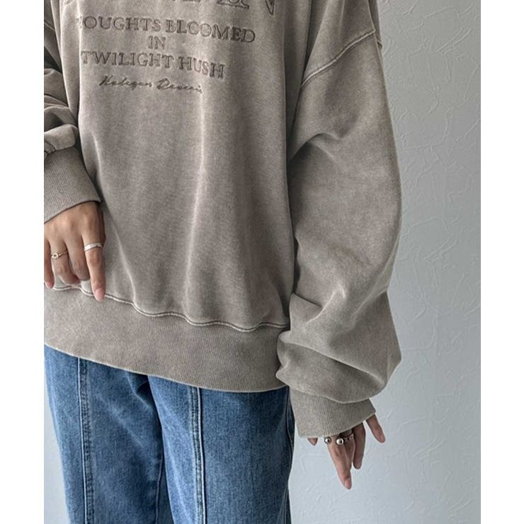 レトロデザインに釘付け！ピグメント加工刺繍ロゴ裏毛オーバーサイズプルオーバー（長… | Classical Elf  | 詳細画像30 