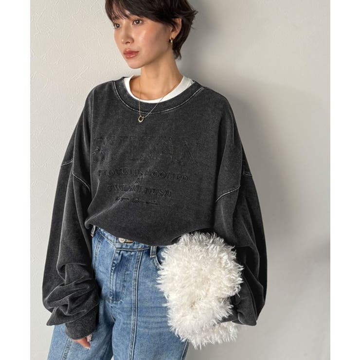 レトロデザインに釘付け！ピグメント加工刺繍ロゴ裏毛オーバーサイズプルオーバー（長… | Classical Elf  | 詳細画像3 