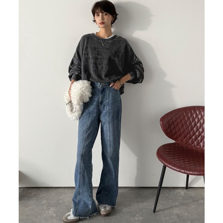 レトロデザインに釘付け！ピグメント加工刺繍ロゴ裏毛オーバーサイズプルオーバー（長… | Classical Elf  | 詳細画像4 