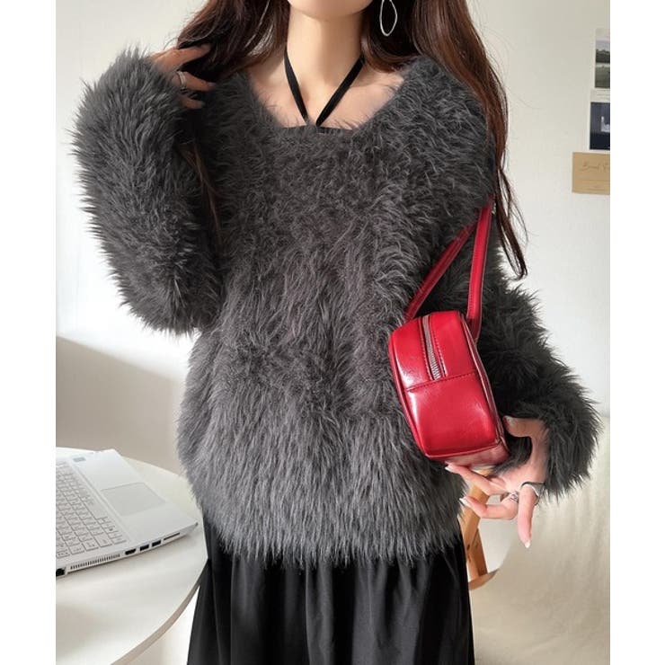 二度見の華やかさ。シャギーニット×ティアードキャミワンピースセット | Classical Elf  | 詳細画像10 