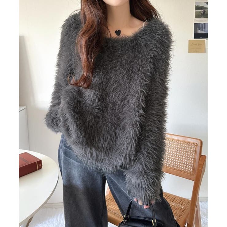 二度見の華やかさ。シャギーニット×ティアードキャミワンピースセット | Classical Elf  | 詳細画像11 