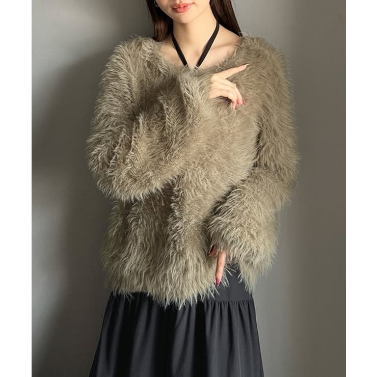 二度見の華やかさ。シャギーニット×ティアードキャミワンピースセット | Classical Elf  | 詳細画像14 