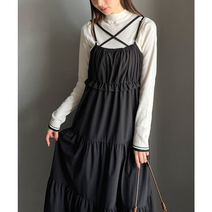 二度見の華やかさ。シャギーニット×ティアードキャミワンピースセット | Classical Elf  | 詳細画像18 