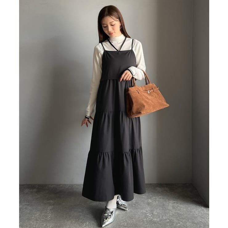 二度見の華やかさ。シャギーニット×ティアードキャミワンピースセット | Classical Elf  | 詳細画像19 