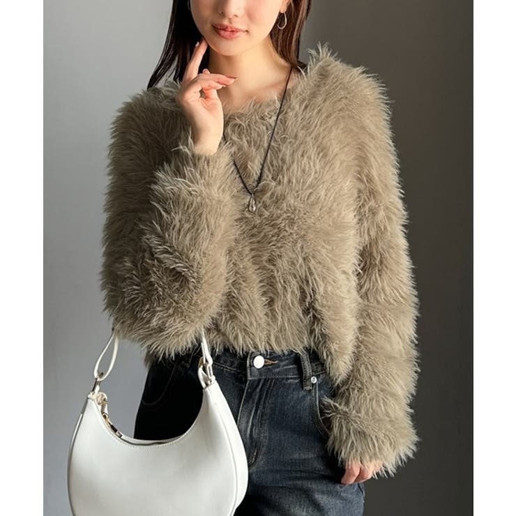 二度見の華やかさ。シャギーニット×ティアードキャミワンピースセット | Classical Elf  | 詳細画像20 