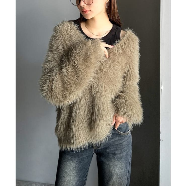 二度見の華やかさ。シャギーニット×ティアードキャミワンピースセット | Classical Elf  | 詳細画像22 