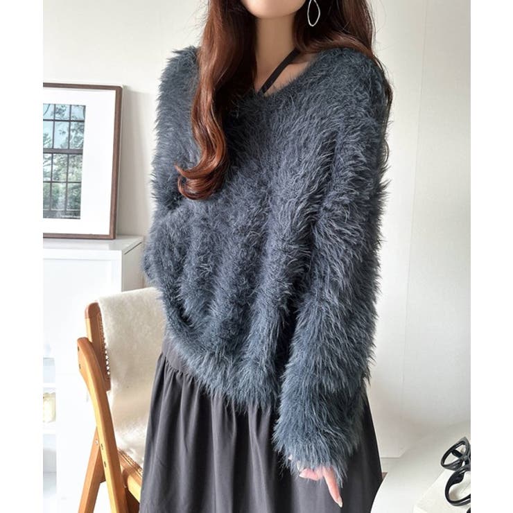 二度見の華やかさ。シャギーニット×ティアードキャミワンピースセット | Classical Elf  | 詳細画像25 