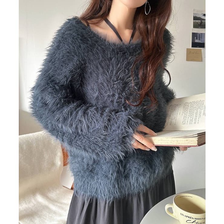 二度見の華やかさ。シャギーニット×ティアードキャミワンピースセット | Classical Elf  | 詳細画像27 