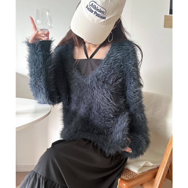 二度見の華やかさ。シャギーニット×ティアードキャミワンピースセット | Classical Elf  | 詳細画像30 