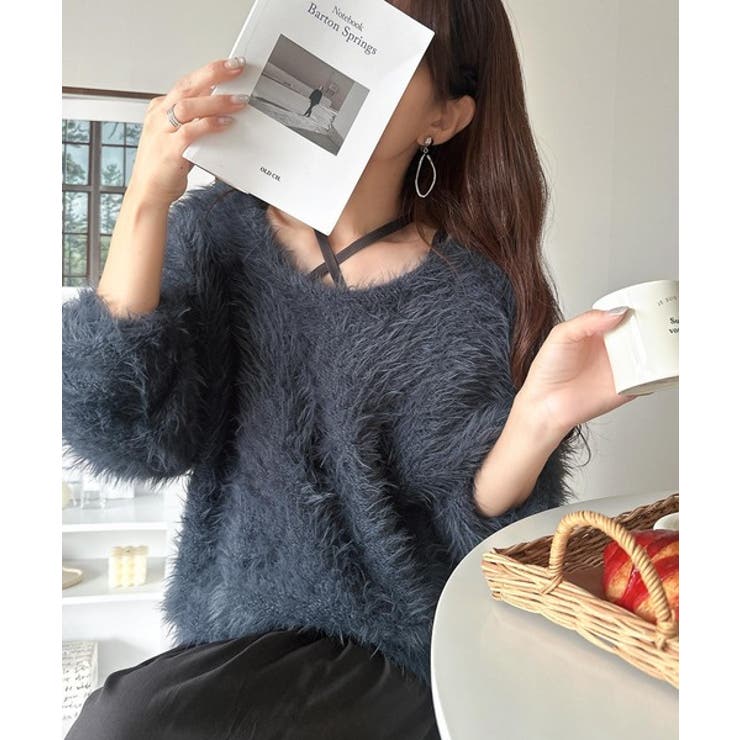 二度見の華やかさ。シャギーニット×ティアードキャミワンピースセット | Classical Elf  | 詳細画像33 