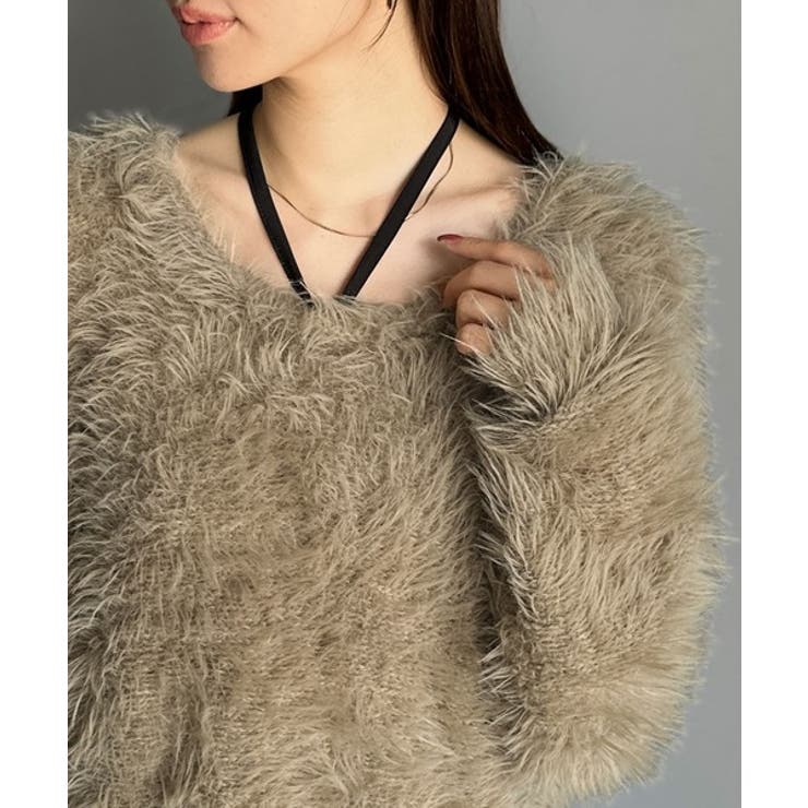 二度見の華やかさ。シャギーニット×ティアードキャミワンピースセット | Classical Elf  | 詳細画像34 