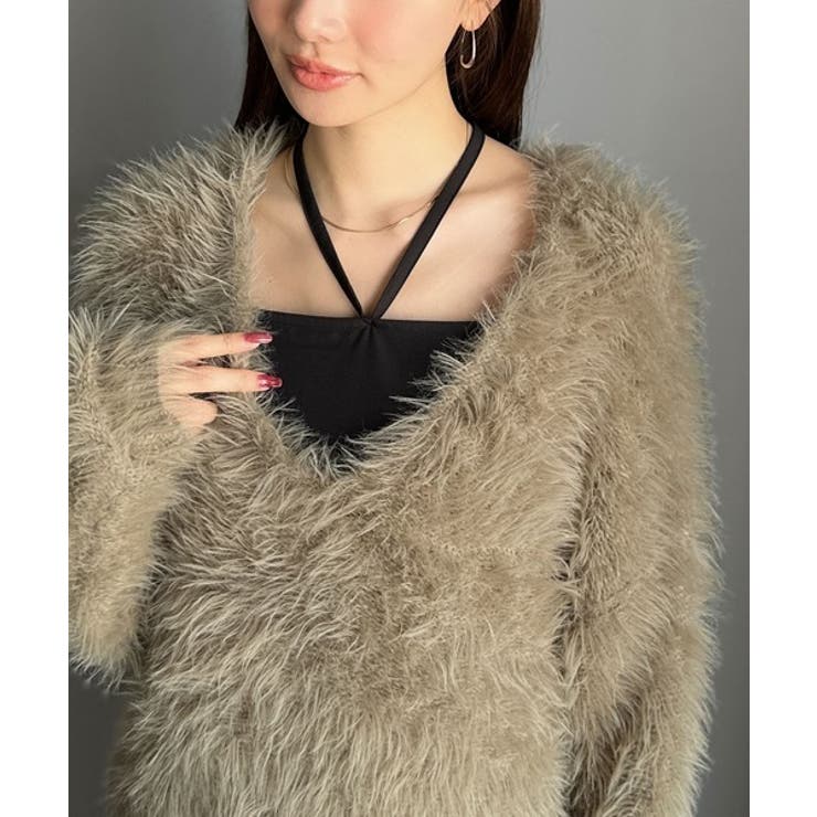 二度見の華やかさ。シャギーニット×ティアードキャミワンピースセット | Classical Elf  | 詳細画像35 